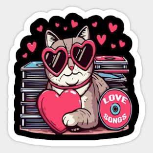 cat loves songs funny animal meme shirt Sticker